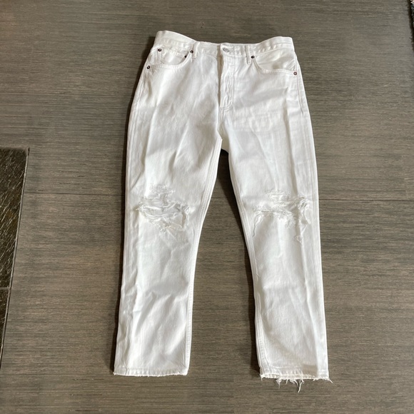 Agolde Riley white distressed denim size 29 - Picture 1 of 12